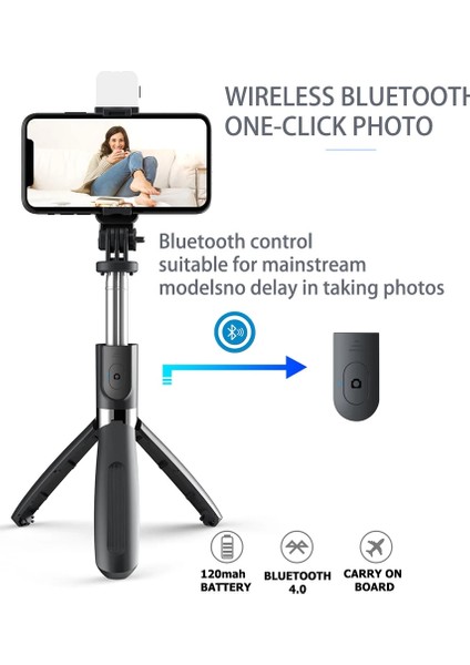 Stil A Siyah LED Tripod Selfie Çubuğu Telefon Için LED Işıklı Cep Telefonu Tutucu Standı Akıllı Telefon Monopod Gimbal Sabitleyici Eylem Kamera Fotoğraf (Yurt Dışından) fırsatları