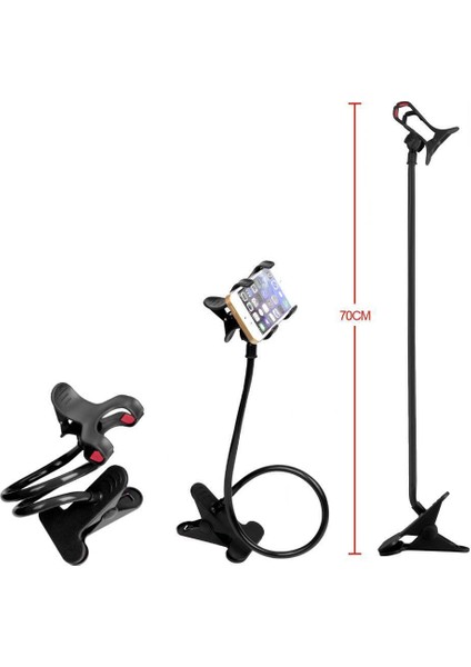 Beyaz Monopod Deve Boynu Bükülebilir Uzun Kol Telefon Montaj Tutucu Çift Telefon Klip Tutucu Döner Braket Esnek (Yurt Dışından) fiyatları