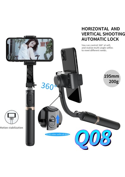 Q08 Siyah El Sarsıntıyı Ortadan Kaldırmak Gimbal Sabitleyici Telefon Eylem Kamera Selfie Sopa Tripod Akıllı Telefon Için Gopro Vlog Kayıt (Yurt Dışından) indirimleri