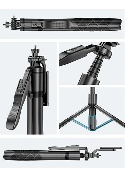 Siyah L16 1530MM Kablosuz Selfie Çubuğu Tripod Standı Gopro Aksiyon Kameraları Akıllı Telefonlar Için Katlanabilir Monopod Denge Sabit Çekim Canlı (Yurt Dışından) indirimleri
