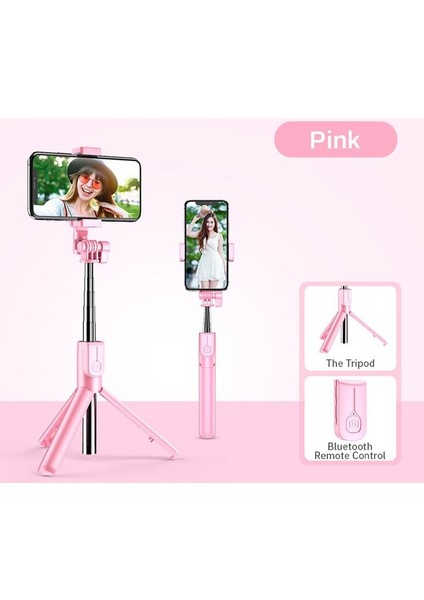 Pembe Işık Yok Kablosuz Bluetooth Uyumlu Selfie Çubuğu LED Halka Işık ile Katlanabilir Tripod Monopod iPhone Için Android Canlı Tripod Sıcak (Yurt Dışından)