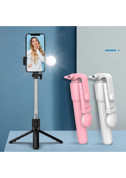 Beyaz Cep Telefonu Selfie Sopa Bluetooth Güzellik Canlı Yayın Tripod Xiaomi Redmi Note 9 iphone 11 12 Pro Huawei Oppo Vivo Telefon (Yurt Dışından) modelleri