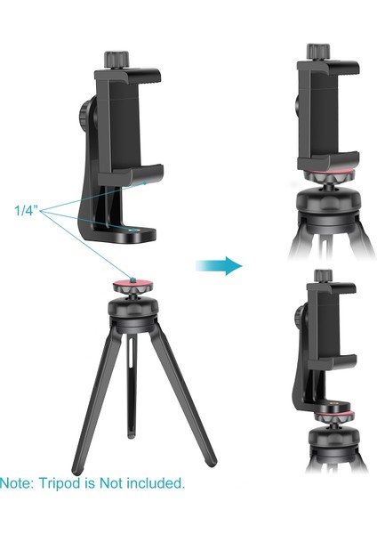 Siyah Neewer Akıllı Telefon Tutucu Dikey Braket, iPhone 12/11 Pro Max/x Için Telefon Klipsi Tripod Adaptörü, Galaxy S20+/S20, Huawei P40 Pro (Yurt Dışından) fırsatları