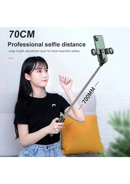 1 Açık Siyah Mini Selfie Çubuğu Halka Işık Tripod Con Luz Lamba Para Movil LED Palo Genişletilebilir Bluetooth Celular Lamparas Anillo Statyw Telefon (Yurt Dışından) modelleri