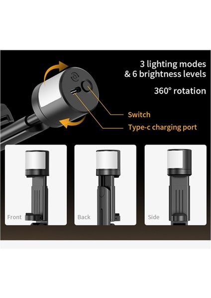 Işık ve Mikrofon (Ty-C) Fgclsy 2022 Yeni Bluetooth Kablosuz Selfie Çubuğu, Dolgu Işığı ile Uzaktan Kumanda Deklanşörü 360 Derece Döndürme Mini Canlı Tripod (Yurt Dışından)