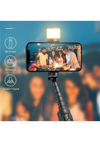Işık ve Mikrofon (Ty-C) Fgclsy 2022 Yeni Bluetooth Kablosuz Selfie Çubuğu, Dolgu Işığı ile Uzaktan Kumanda Deklanşörü 360 Derece Döndürme Mini Canlı Tripod (Yurt Dışından)