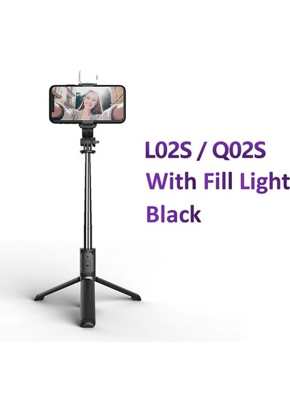 Siyah Yenı Bluetooth Kablosuz Selfie Çubuğu Mini Tripod Uzatılabilir Monopod Dolgu Işığı ile Ios Android Telefon Için Uzaktan Deklanşör (Yurt Dışından)