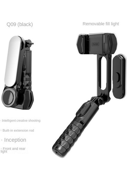 Q09 Siyah Mini Gimbal Sabitleyici Bluetooth Tripod Standı Uzaktan Kumanda ile Gimbal Selfie Çubuğu Selfie Çubuğu 360 ° Dönme Tutucu Sıcak Satış (Yurt Dışından)
