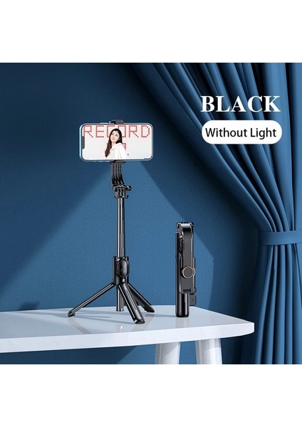 Siyah Dolgusuz Kablosuz Bluetooth El Gimbal Sabitleyici Cep Telefonu Selfie Çubuk Tripod Dolgu Işığı Deklanşörlü Iphone 13 12 Xiaomi Için (Yurt Dışından)
