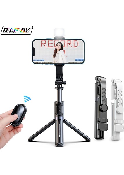Siyah Dolgusuz Kablosuz Bluetooth El Gimbal Sabitleyici Cep Telefonu Selfie Çubuk Tripod Dolgu Işığı Deklanşörlü Iphone 13 12 Xiaomi Için (Yurt Dışından)