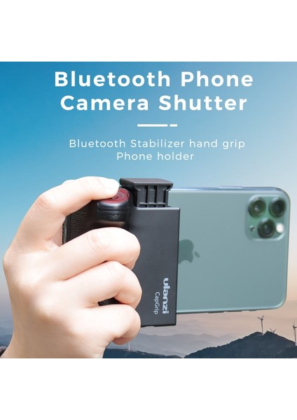03 Ulanzı Capgrip Kablosuz Bluetooth Telefon Kelepçesi Uzaktan Kumanda ile Kolu Kavrama Selfie Kelepçe iPhone 13 12 12PRO Max Samsung (Yurt Dışından) fırsatları