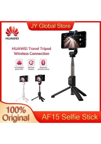 Siyah Çanta ile Huaweı AF15 Seyahat Tripod Kablosuz Bluetooth Selfie Sopa Taşınabilir Tripod Kontrol Monopod Ios/huawei/xiaomi Telefon Için El (Yurt Dışından)