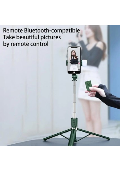 Yeşil Selfie Tripod Dayanıklı 360 Derece Dönme Yüksekliği Ayarlanabilir Cep Telefonu Aksesuarları (Yurt Dışından)