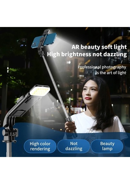 Siyah Işıklı Canlı Yayın Braketi Kablosuz Bluetooth Mini Tripod Genişletilebilir Monopod Yatay ve Dikey Çekim Tripod Monopod Tripod (Yurt Dışından) indirimleri