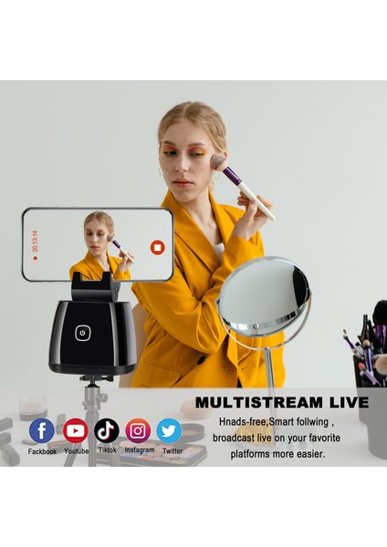 Beyaz Yakalama Genie 360 Rotasyon Yüz Izleme Selfie Çubuğu Tripod Nesne Takip Tutucu Kamera Gimbal Fotoğraf Vlog Video Kaydı (Yurt Dışından) modelleri