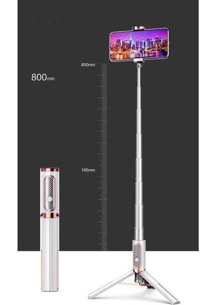 Pembe Selfie Sopa Kablosuz Bluetooth Uzaktan Kumanda ile LED Işık Fotoğraf Ayarlanabilir Telefon Kamera Canlı Mini Tripod (Yurt Dışından) indirimleri