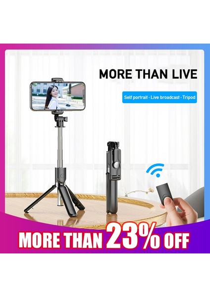 Pembe Işıklı Taşınabilir Bluetooth Selfie Çubuğu Selfie Işığı ile Geri Çekilebilir Cep Telefonu Tutucu Çok Fonksiyonlu Tripod Kablosuz Uzaktan Deklanşör (Yurt Dışından)