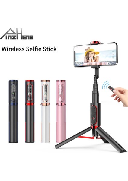 Pembe Pınzheng 3 In 1 Mıni Bluetooth Özçekim Çubuğu iPhone Xiaomi Özçekim Çubuğu Tripod Monopod Evrensel Uzatılabilir Katlanabilir Tripod (Yurt Dışından)