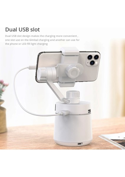 Beyaz 360°ÇOK Yönlü Otomatik Takip Akıllı Gimbal iPhone 12S/12 Pro Max /11 Samsung Xiaomi Mi Yüz Takip Selfie Çubuğu (Yurt Dışından) fırsatları