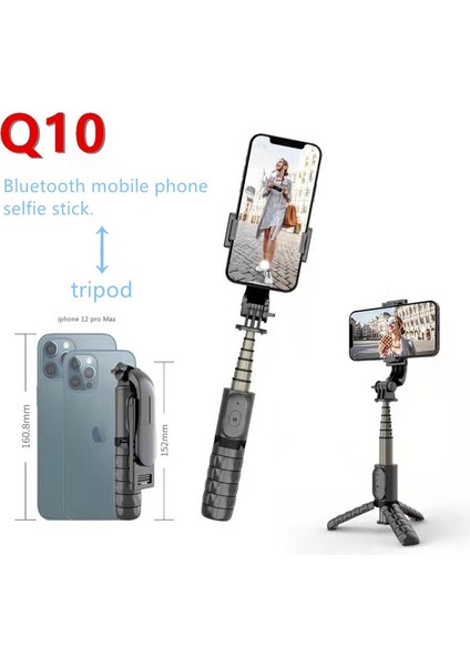 Q11S Siyah Cep Telefonu Için Taşınabilir Tripod Selfie Sopa Teleskopik Bluetooth Sopa ile Huawei Onur iPhone Android Xiaomi (Yurt Dışından) fiyatları