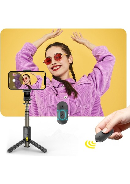 Q11S Siyah Cep Telefonu Için Taşınabilir Tripod Selfie Sopa Teleskopik Bluetooth Sopa ile Huawei Onur iPhone Android Xiaomi (Yurt Dışından) modelleri