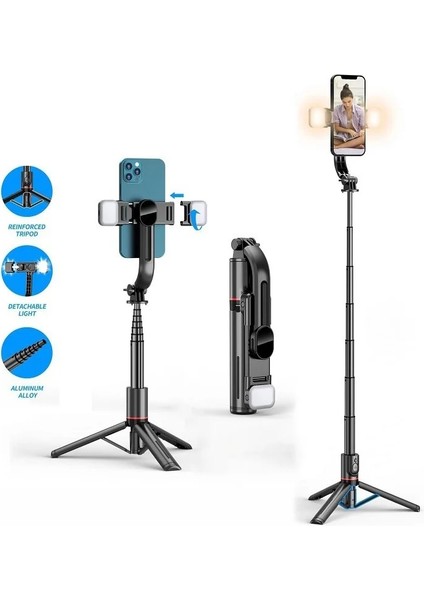 L12 Işıklı Selfie Çubukları Cep Telefonu Selfie'ler Çubuk Akıllı Telefonlar Mobil Akıllı Telefon Montajı Için Tripod Android Ios Braketi Teleskopik Kutup Telefonları (Yurt Dışından) modelleri
