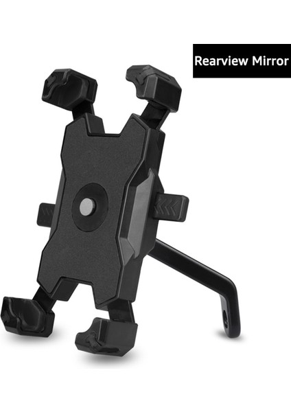 Siyah-Rearviewmirror iPhone Xiaomi Samsung Için Bisiklet Telefon Tutucu Bisiklet Gidon Motosiklet Dikiz Aynası Cep Telefonu Montaj Klip Gps Braketi (Yurt Dışından)