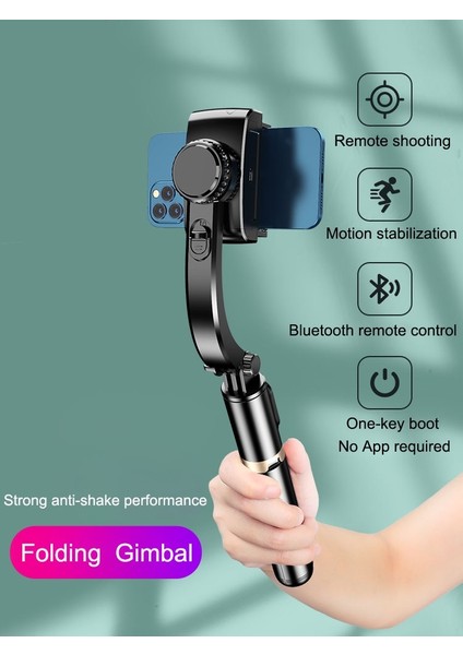 Q08 Siyah El Gimbal Akıllı Telefon Bluetooth El Sabitleyici Tripod ile Selfie Sopa Akıllı Telefon Xiaomi iPhone Için Katlanır Gimbal (Yurt Dışından) fiyatları