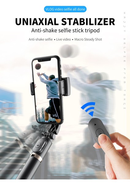 Q08 Siyah El Gimbal Akıllı Telefon Bluetooth El Sabitleyici Tripod ile Selfie Sopa Akıllı Telefon Xiaomi iPhone Için Katlanır Gimbal (Yurt Dışından) modelleri