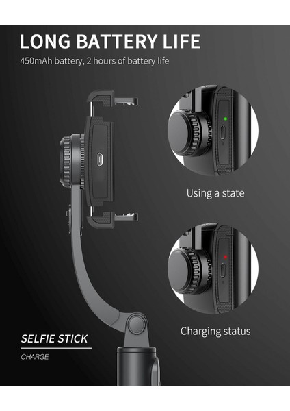Q08 Siyah El Gimbal Akıllı Telefon Bluetooth El Sabitleyici Tripod ile Selfie Sopa Akıllı Telefon Xiaomi iPhone Için Katlanır Gimbal (Yurt Dışından) fırsatları