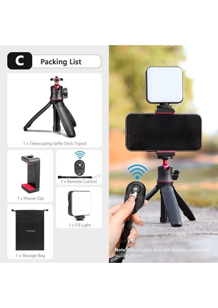 C Vamson Kablosuz Bluetooth Selfie Sopa Katlanabilir Mini Tripod Deklanşör Uzaktan Kumanda Telefon Tutucu Dağı iphone Akıllı Telefonlar Için (Yurt Dışından)