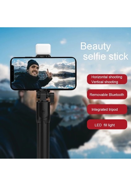 Pembe R1S Selfie Sopa Güzellik Dolgu Işığı Tripod iphone Bluetooth Uyumlu Selfie Sopa Xiaomi Huawei Cep Telefonu Standı (Yurt Dışından) indirimleri