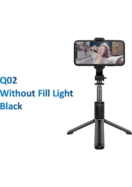 Q02 Siyah Kablosuz Bluetooth Uyumlu Selfie Çubuğu Katlanabilir Mini Tripod Deklanşör Ios Android Için Uzaktan Kumanda (Yurt Dışından)
