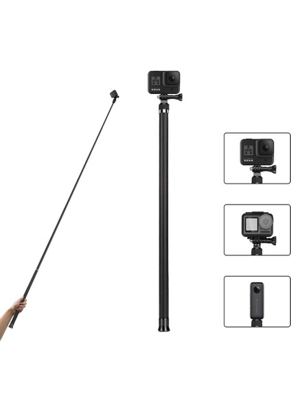 3 Metre Telesın 2.7 M/3 M Karbon Fiber Ultra Uzun Selfie Sopa Gopro Hero 11 10 9 8 7 6 INSTA360 One x Djı Osmo Eylem Kamera Monopod (Yurt Dışından)