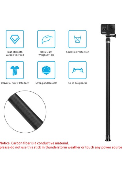 3 Metre Telesın 2.7 M/3 M Karbon Fiber Ultra Uzun Selfie Sopa Gopro Hero 11 10 9 8 7 6 INSTA360 One x Djı Osmo Eylem Kamera Monopod (Yurt Dışından)