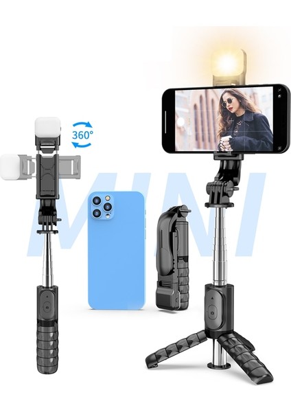 Q11S Siyah Cep Telefonu Için Taşınabilir Tripod Selfie Sopa Teleskopik Bluetooth Sopa ile Huawei Onur iPhone Android Xiaomi (Yurt Dışından) indirimleri