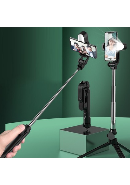 Beyaz Bluetooth Uyumlu Selfie Çubuğu Tripod Tripod Selfie Çubuğu Cep Telefonu Güzelleştirme Projektör Canlı Masaüstü Standı (Yurt Dışından)