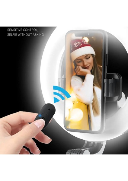 Q01 Beyaz Onvian 4 In 1 Selfie Çubuğu LED Halka Işık Kablosuz Bluetooth Selfie Çubuğu Mini Tripodlar El Uzatılabilir Uzaktan Kumanda ile (Yurt Dışından) indirimleri