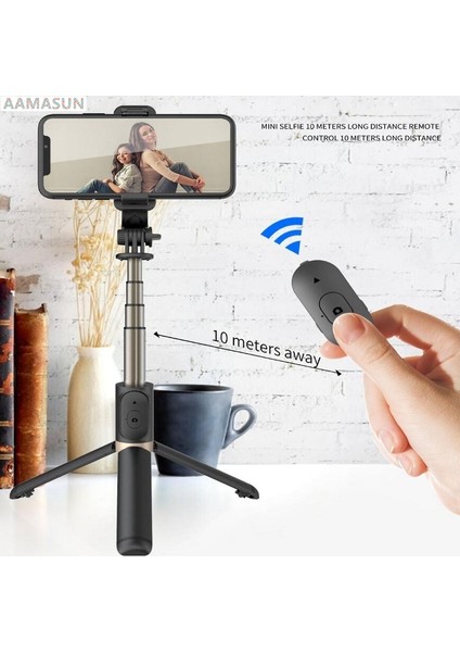 Siyah Aamasun Alüminyum Alaşımlı Kablosuz Bluetooth Selfie Sopa Katlanabilir Monopodlar Akıllı Telefonlar Için Evrensel Tripod Aksiyon Kameraları Için (Yurt Dışından) fiyatları