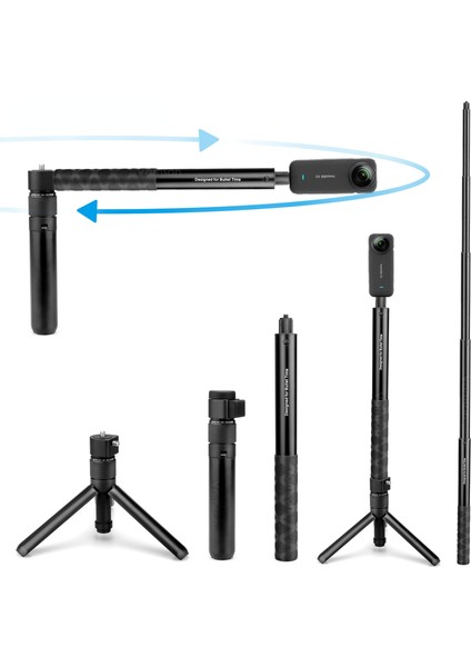 C Vamson INSTA360 X3 Aksesuarları Dönen Bullet Time Görünmez Selfie Sopa Tripod Monopod Dağı Insta 360 One X2 Gopro (Yurt Dışından)