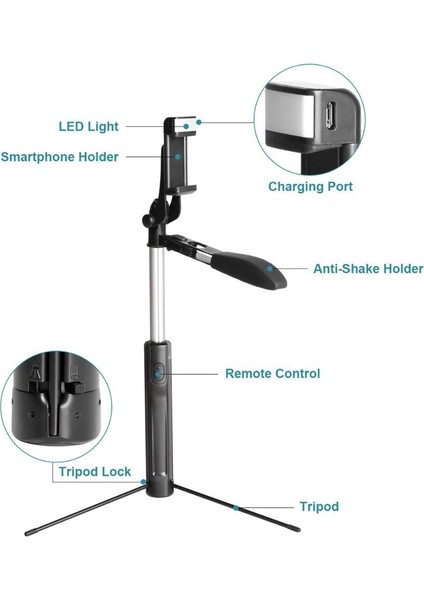 1100MM Bluetooth Uzaktan Kumanda Gimbal LED Işık ile Selfie Çubuğu Stabilize Iphoneandriod Canlı Yayın Için Video Kayıt Tripod (Yurt Dışından) modelleri