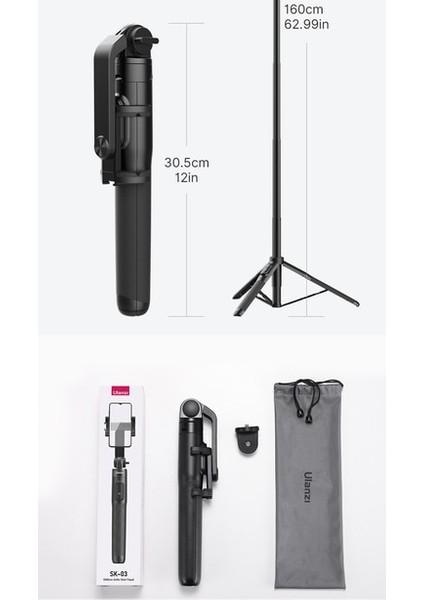 Sk-03 Ulanzi Sk-03 1.5 M Bluetooth Kablosuz Selfie Sopa Tripod Monopod Akıllı Telefon Için Gopro Hero 11 10 9 8 7 INSTA360 X3 Dslr Kamera (Yurt Dışından)