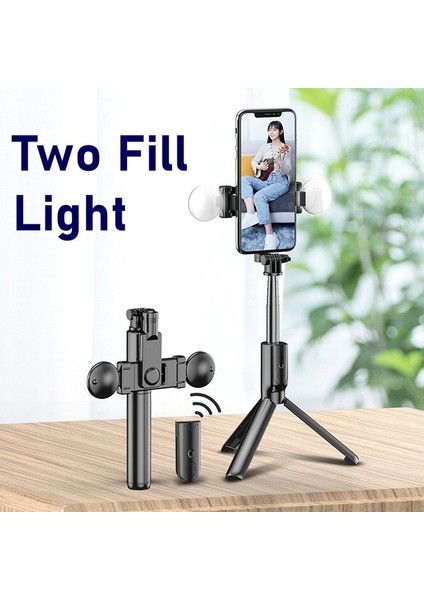 Iki Dolgu Işığı Tongdaytech Taşınabilir Bluetooth Telefon Selfie Çubuğu Halka Dolgu Işığı ile Fotoğraf Katlanabilir Tripod Iphone Xiaomi Video Canlı Stüdyo (Yurt Dışından)