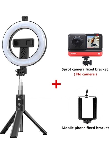 Halka Işık 4 In 1 Selfie Sopa Tripod Standı Kablosuz Bluetooth Uzaktan El LED Halka Işık Akıllı Telefon IPhone Huawei Xiaomi Için (Yurt Dışından)