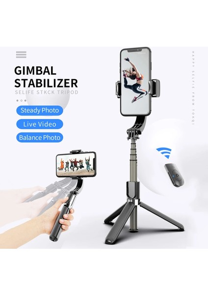 Siyah Sarsıntı Önleyici Selfie Çubuğu Bluetooth Uyumlu Uzaktan Kumanda Tripod Akıllı Telefon Ios Android Için El Gimbal Sabitleyici Vlog (Yurt Dışından) fiyatları