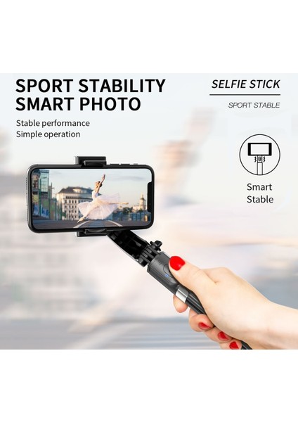 Siyah Sarsıntı Önleyici Selfie Çubuğu Bluetooth Uyumlu Uzaktan Kumanda Tripod Akıllı Telefon Ios Android Için El Gimbal Sabitleyici Vlog (Yurt Dışından) modelleri