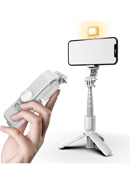 Beyaz 2022 Mini Kablosuz Bluetooth Selfie Sopa Katlanır Alüminyum Alaşımlı Tripod Dolgu Işığı Deklanşör Uzaktan Kumanda Iphone Xiaomi Için (Yurt Dışından)