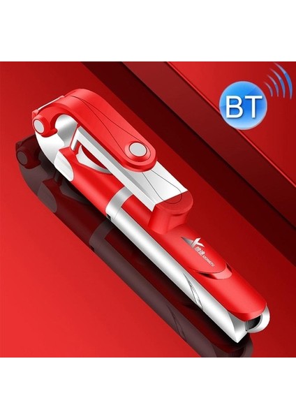 Kırmızı Taşınabilir Kablosuz Selfie Çubuğu Bluetooth Uzaktan Kumanda 3 In 1 Entegre Zamanlayıcı Tripod Cep Telefonu Braketi Canlı Braketi (Yurt Dışından)