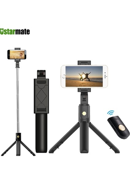 Siyah 3 In 1 Kablosuz Bluetooth Akıllı Telefon Selfie Sopa iPhone Huawei Xiaomi Samsung Için Tripod Uzatılabilir Monopod Selfie Sopa (Yurt Dışından)