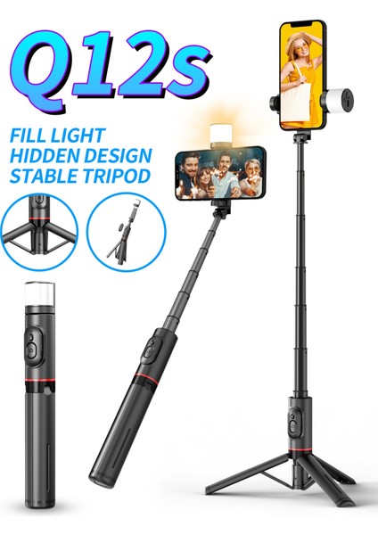 Q12S Pembe Cep Telefonu Selfie Çubuğu Huawei Honor iPhone Android Xiaomi Için Teleskopik Bluetooth Sopa ile (Yurt Dışından) fiyatları